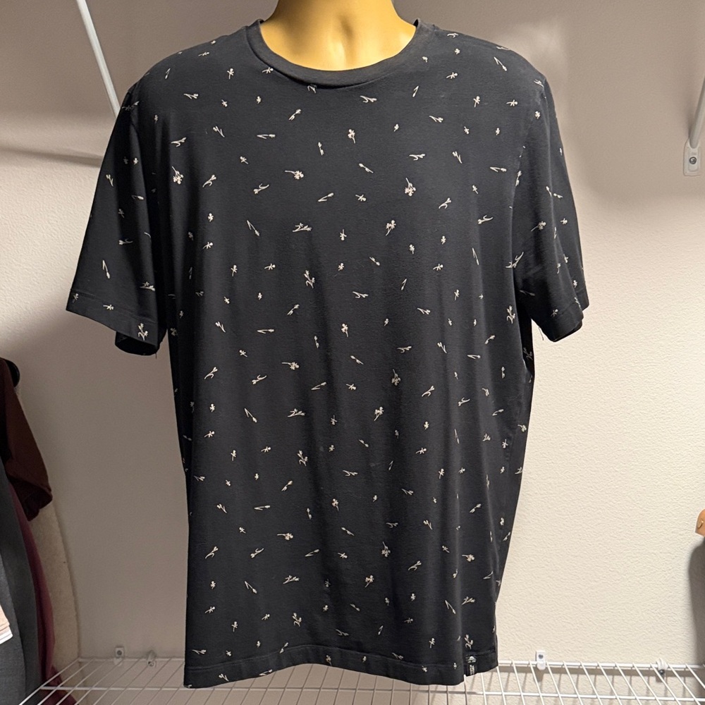 Scotch & Soda Black Short-Sleeve Tee with Tiny White Scatter Print